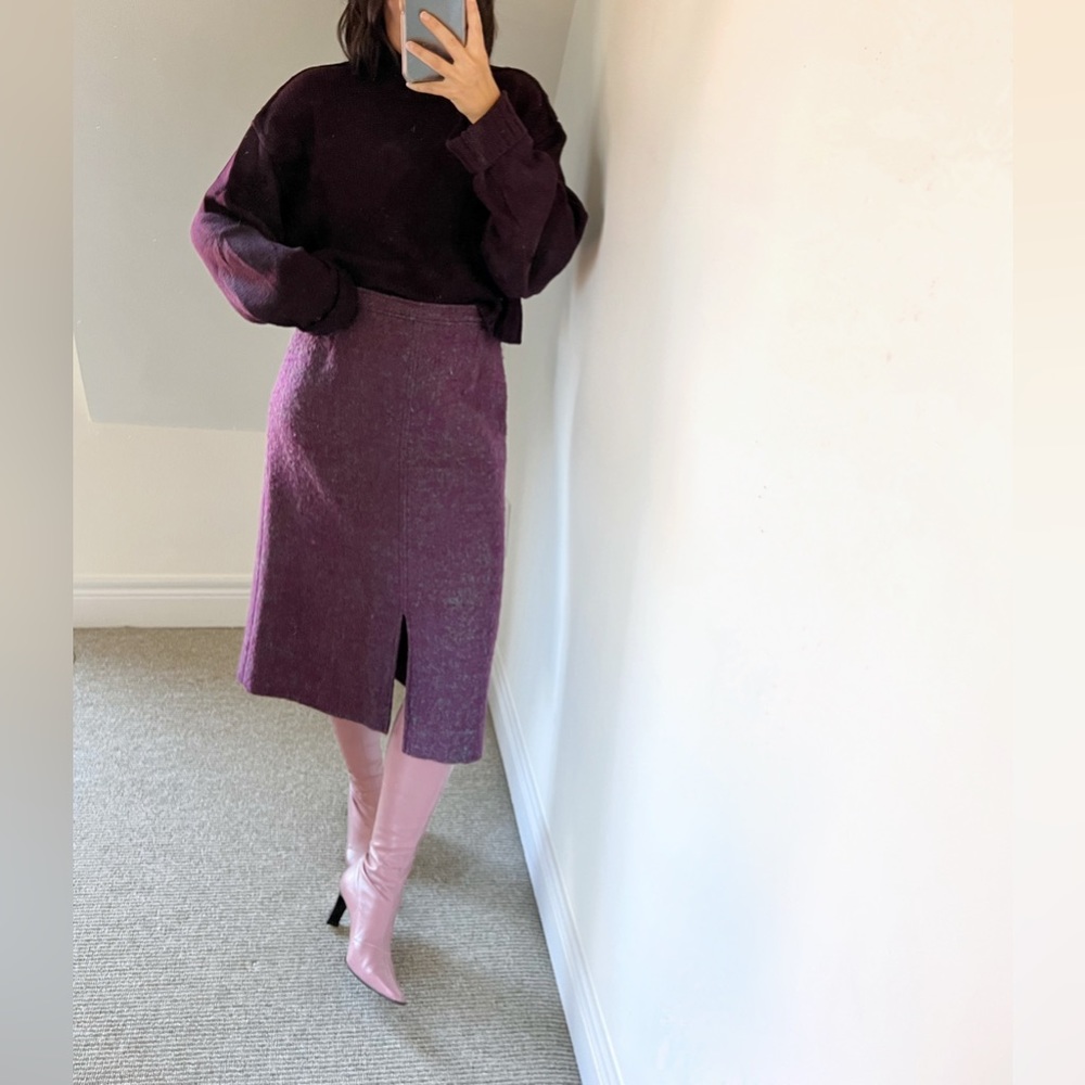 Vintage Pierre Cardin purple 70’s wool midi skirt 28